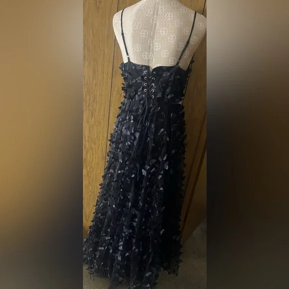 Betsey Johnson Black bodice butterfly Appliqué corset Maxi Dress size XXL - Picture 4 of 10